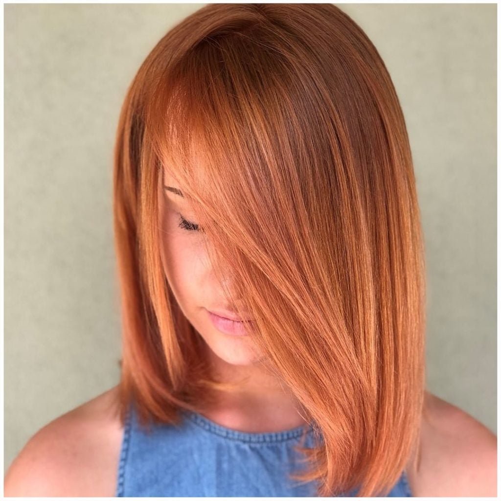 Рыжее мелирование на светлые волосы