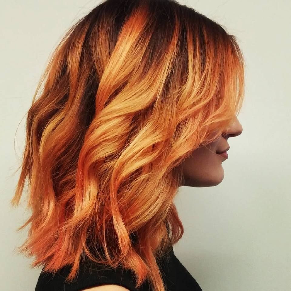 Каскад + медный балаяж