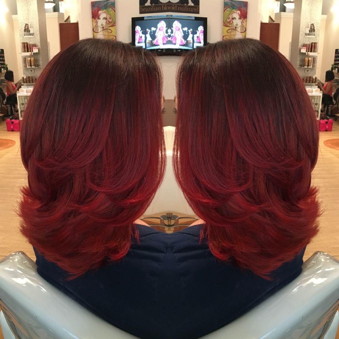 Балаяж красный Каскад