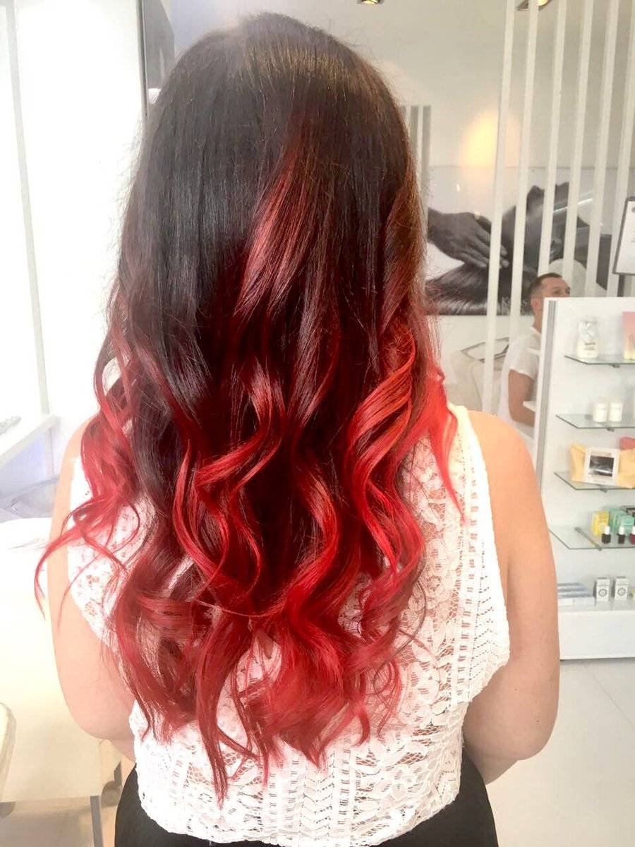 Красное омбре на русые волосы