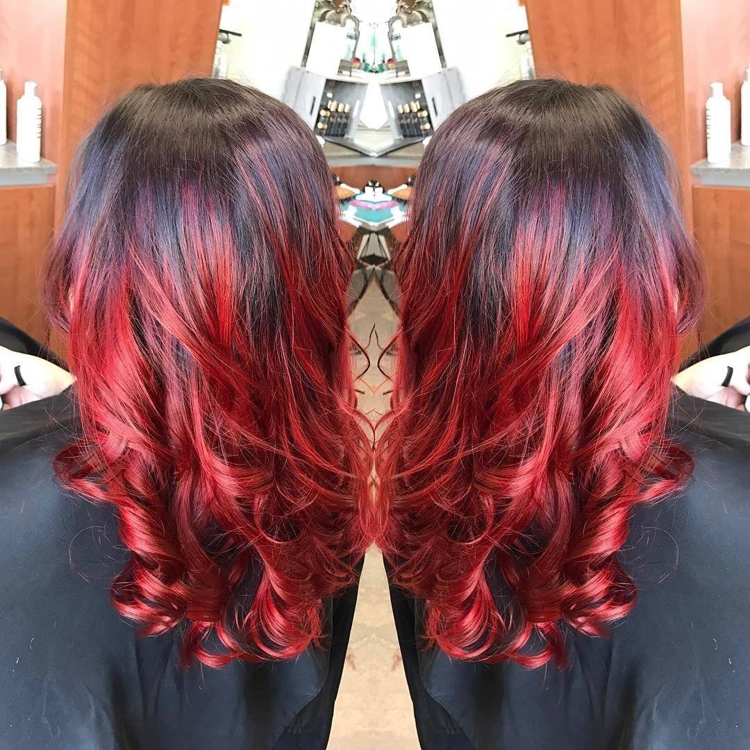 Окрашивание волос балаяж красный