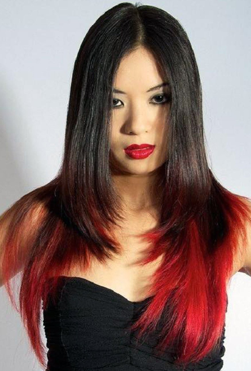 Каскад на длинные волосы с омбре на темные