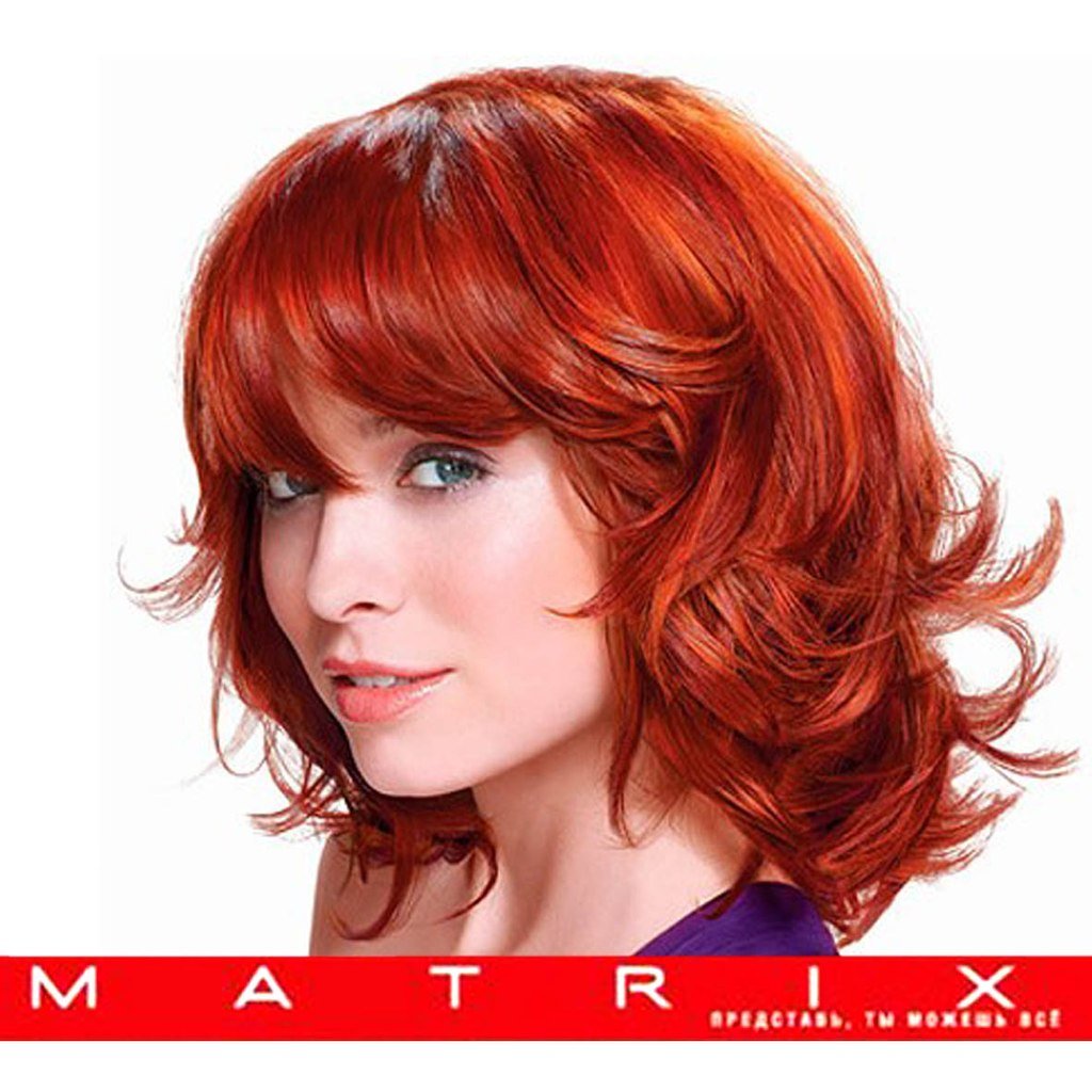 Каскад на средние волосы рыжий оттенок