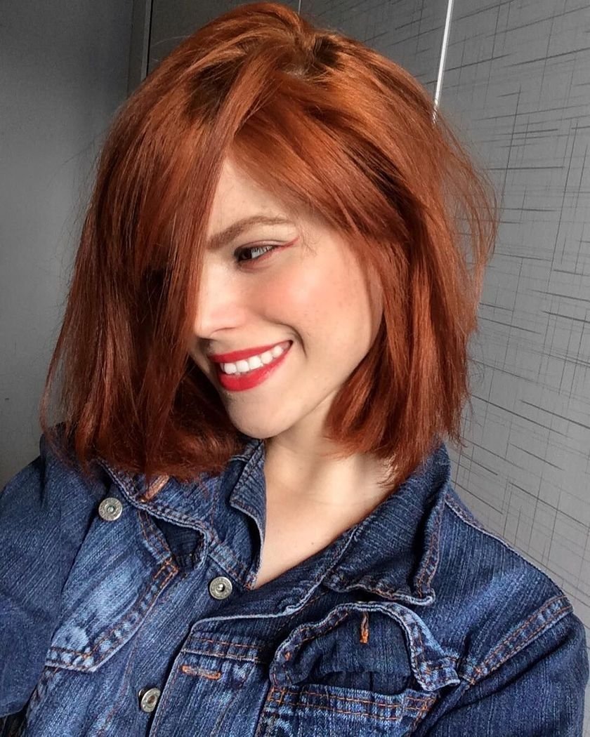 Стрижка Lob long-Bob рыжие волосы