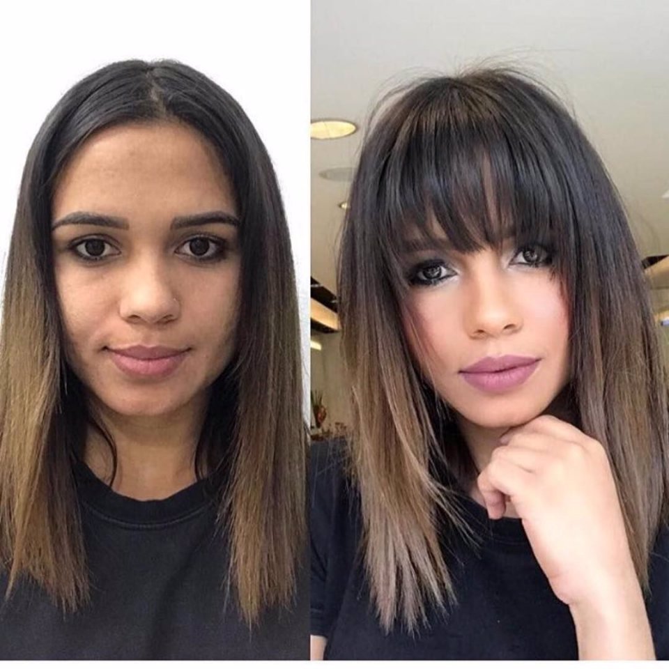 Стрижка с челкой и без челки до и после