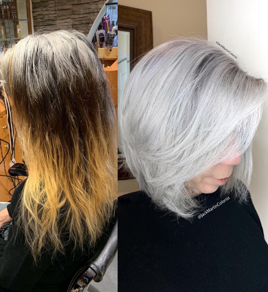 Окрашивание балаяж на Седые волосы