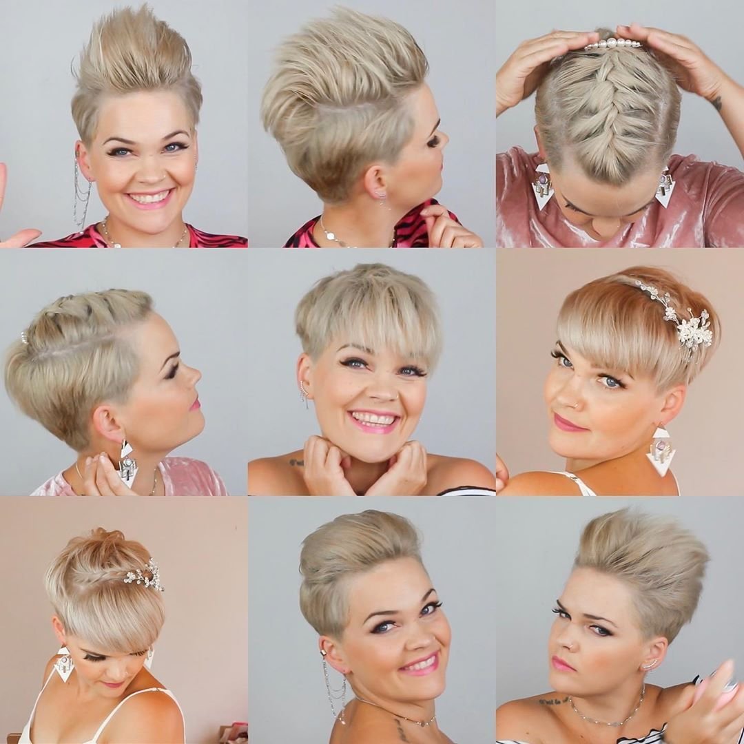 Праздничная укладка на стрижку Пикси