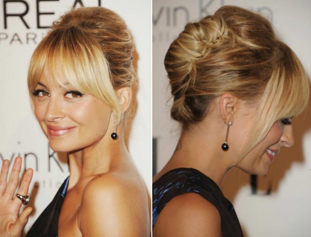 Укладка пучок на средние волосы с челкой