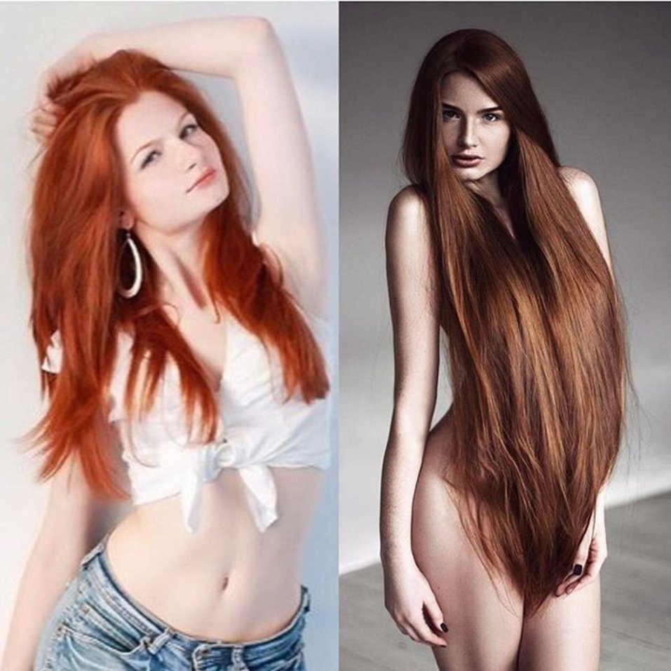 Длинные прямые рыжие волосы