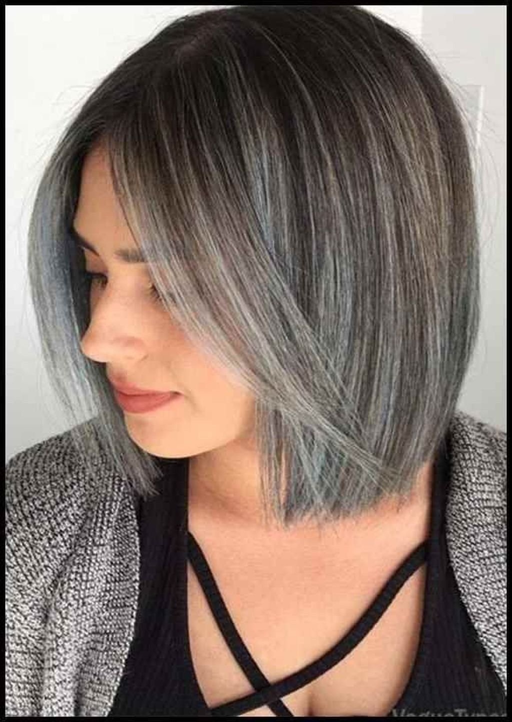 Балаяж на седые волосы короткие