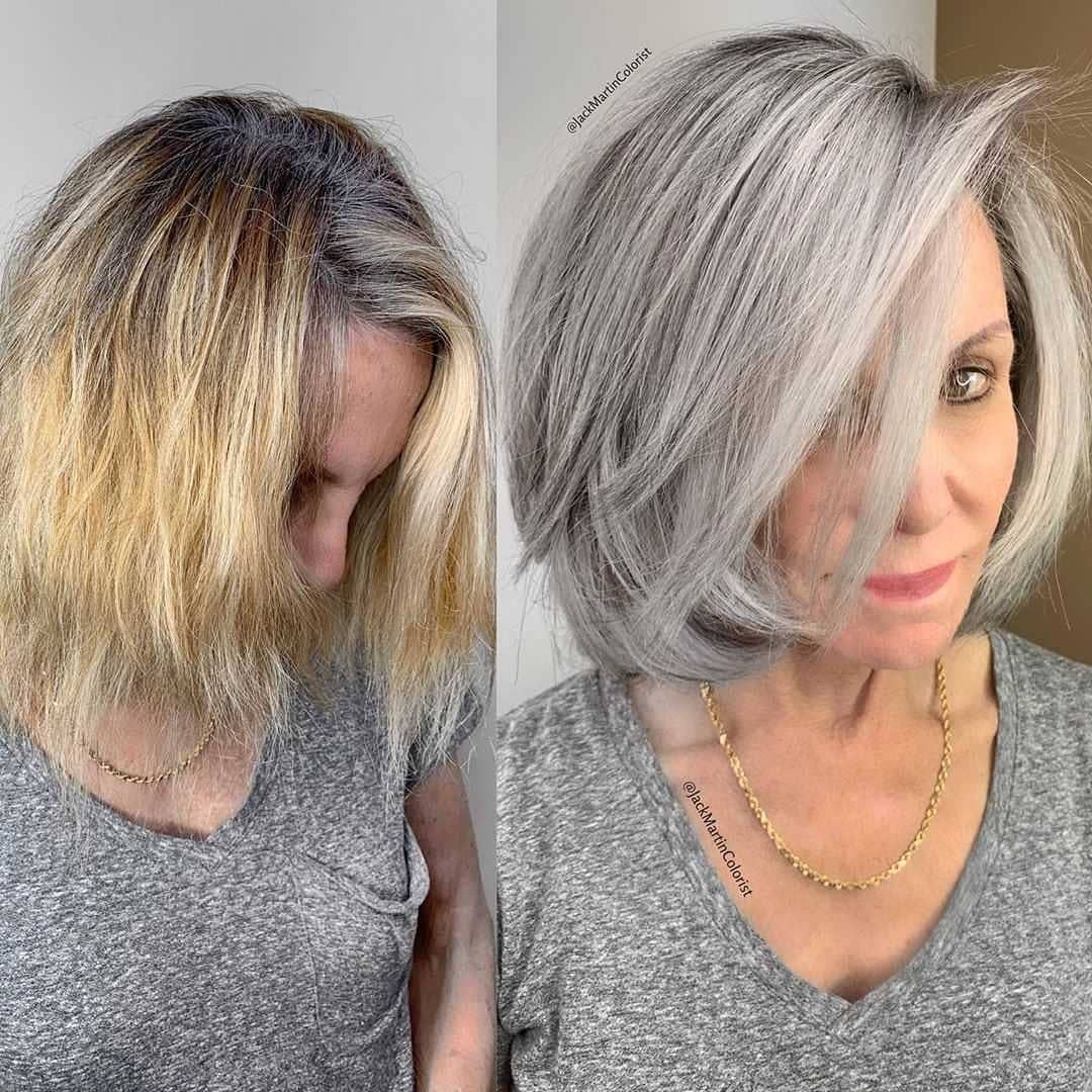 Модное окрашивание седых волос