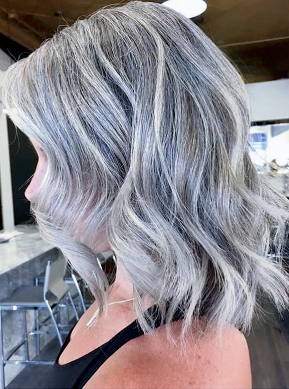 Балаяж на Седые волосы короткие