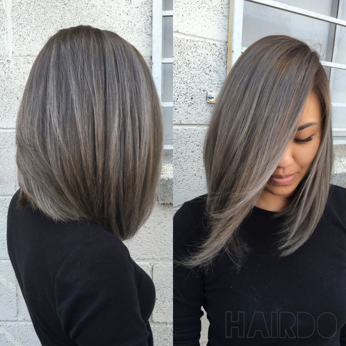 Удлинённый Боб балаяж пепельный