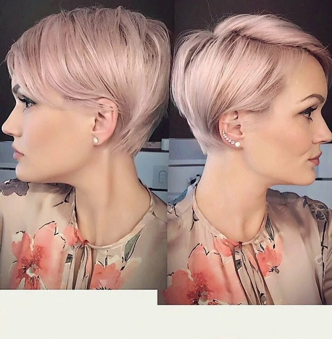 Каре блонд с розовыми прядями