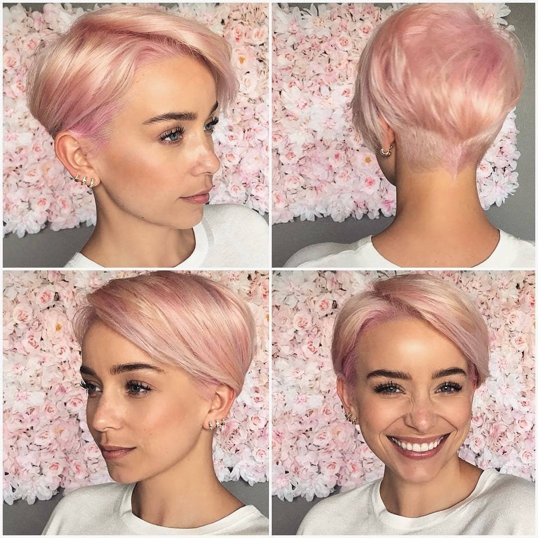 Розовый цвет волос на короткие