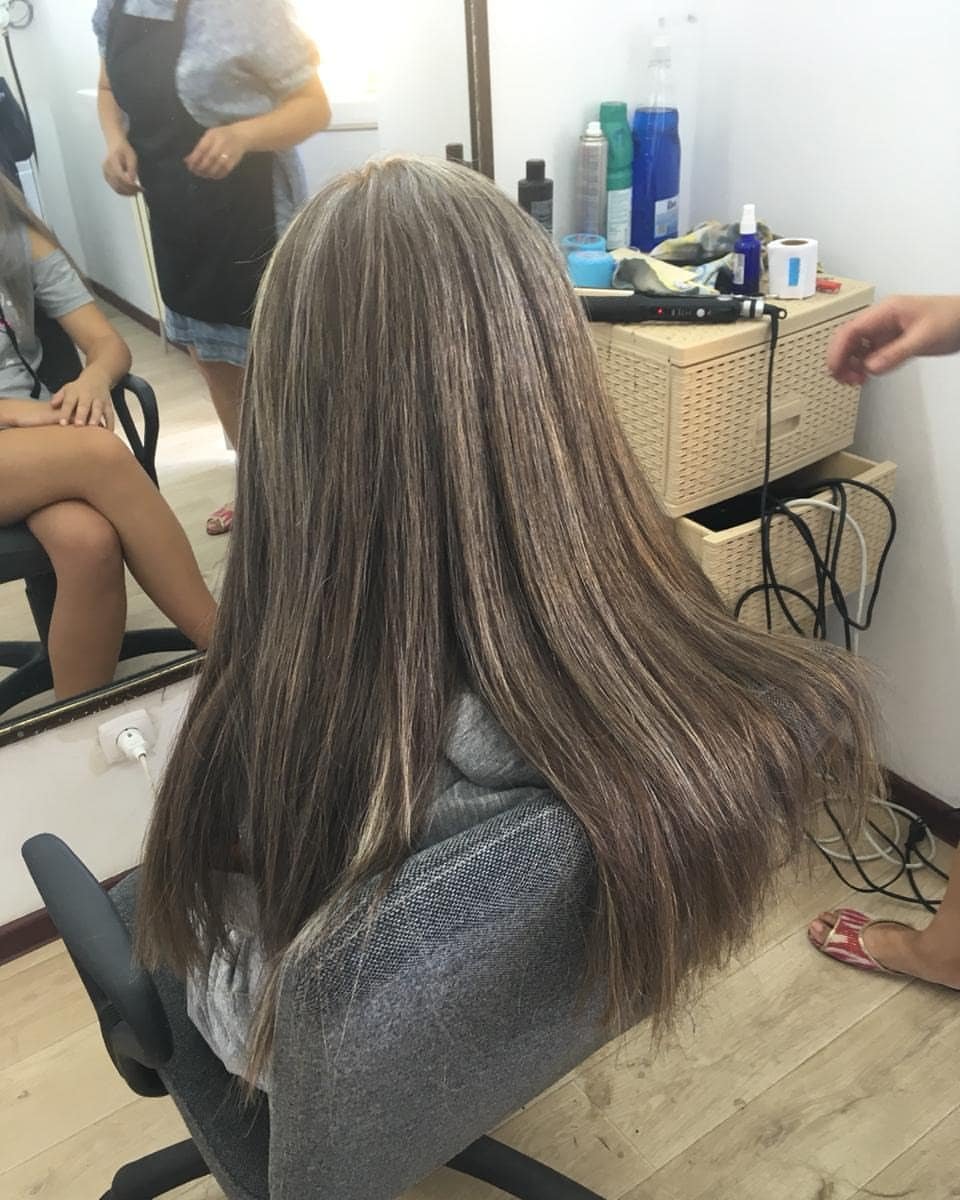 Мелкое мелирование на темные русые