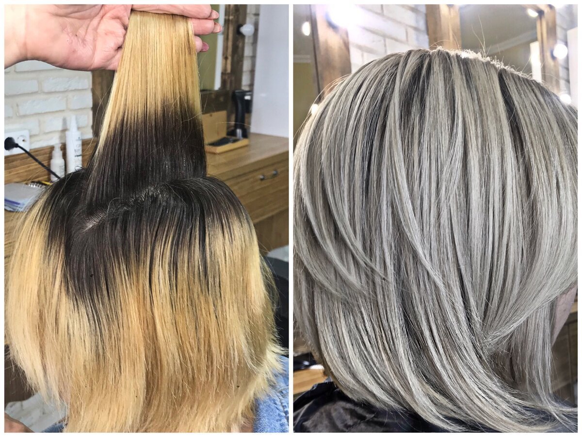 Мелирование на отросшие корни осветленных волос