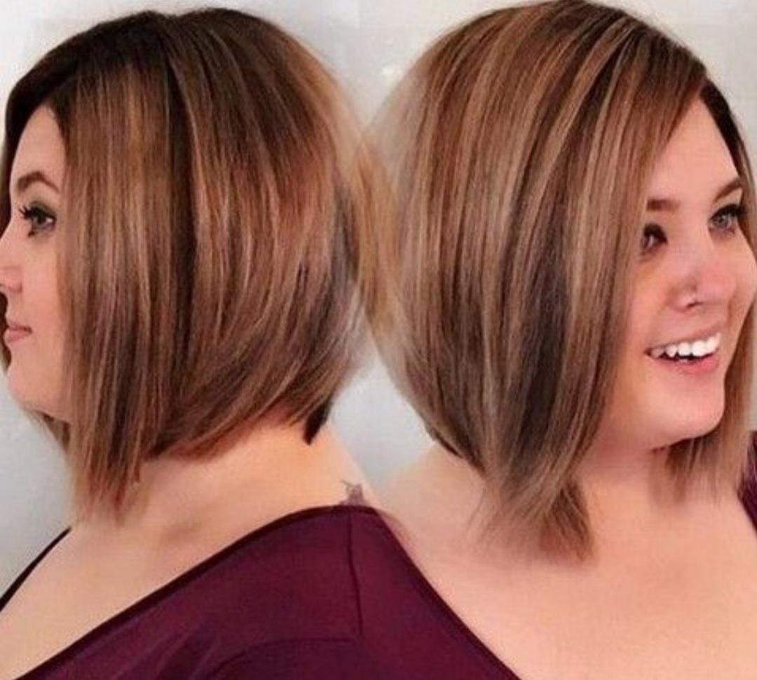 Боб на удлинение с челкой для круглого лица для полных