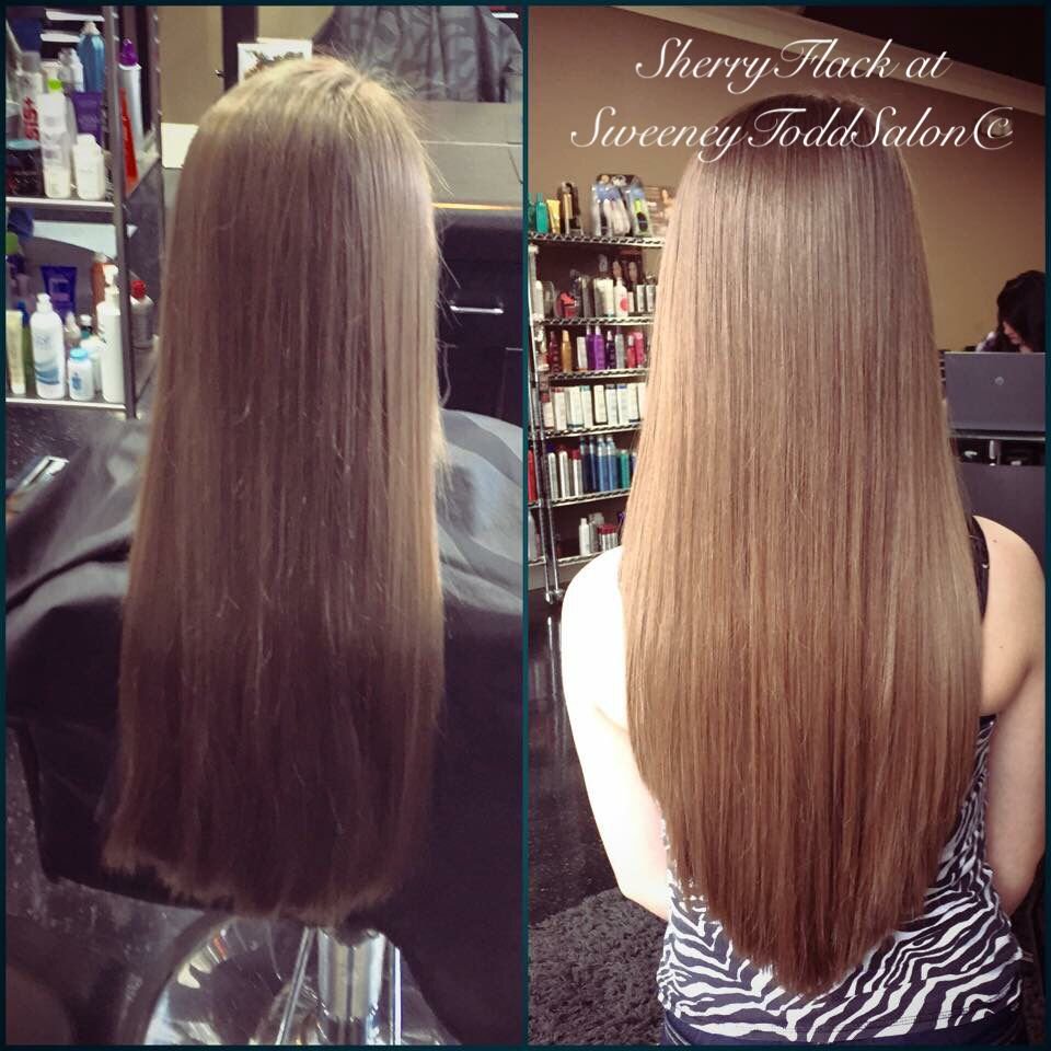 Стрижка полукругом на длинные волосы