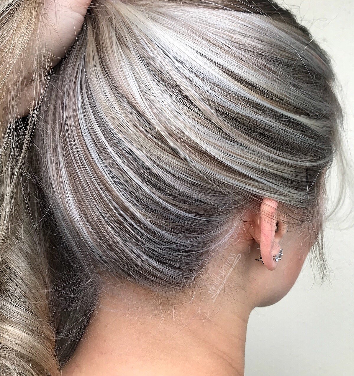 Мелирование мелкой штопкой