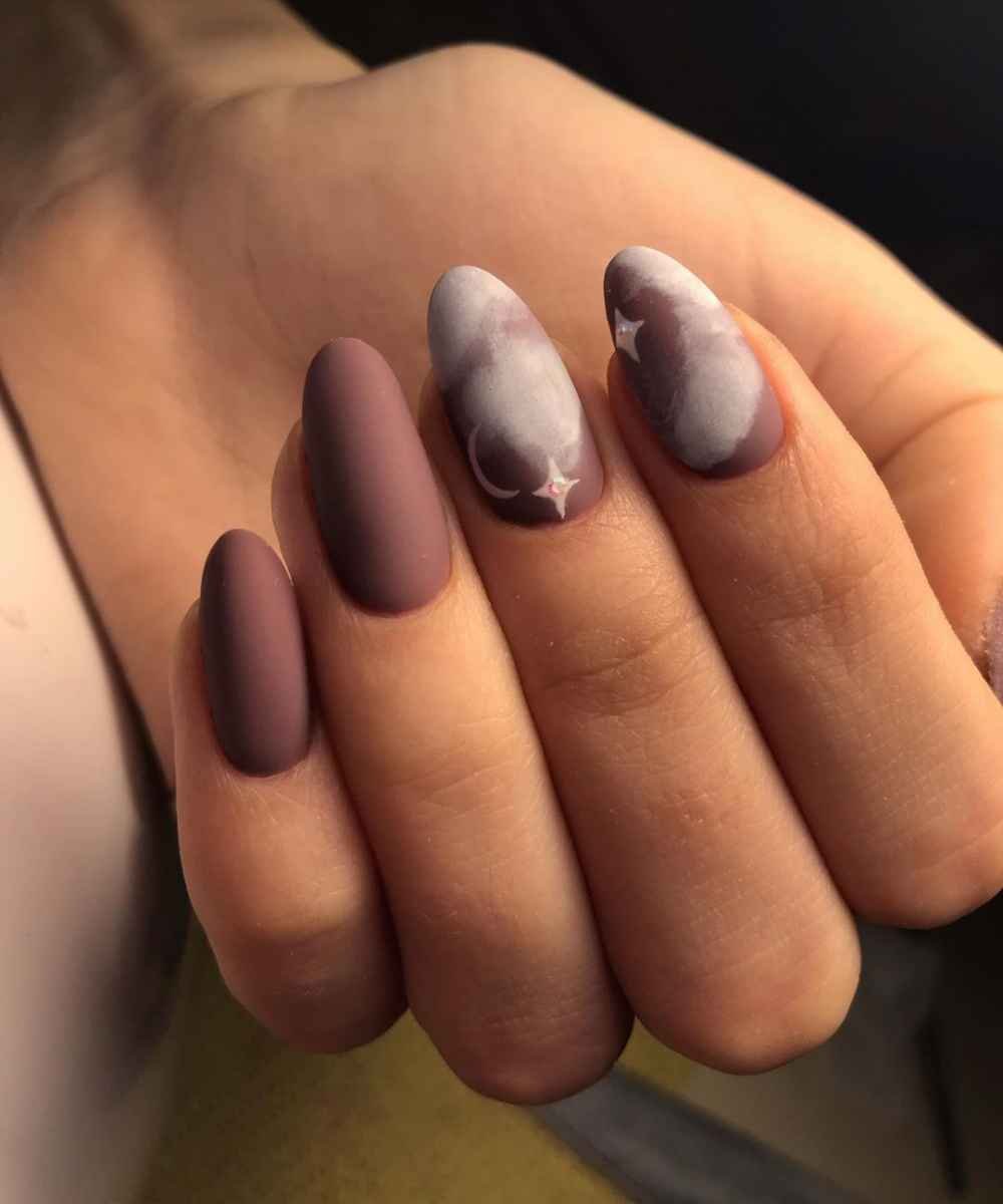 Френч миндаль кофейный маникюр