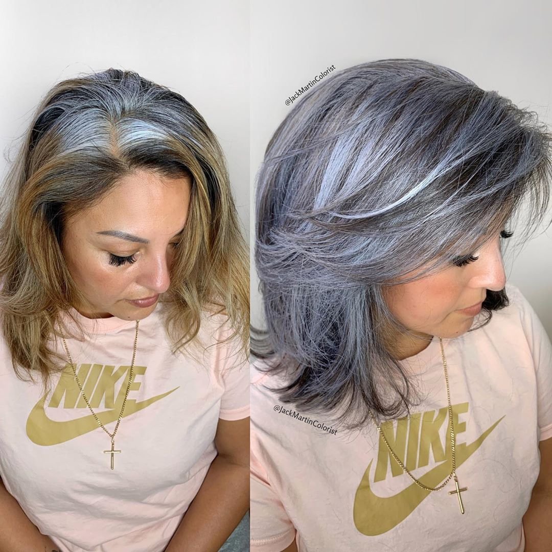 Окрашивание волос с сединой