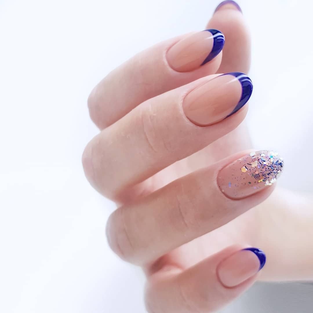 Синий френч с блестками