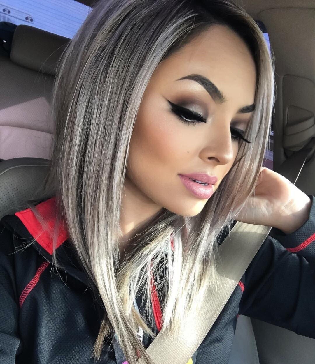 Пепельное омбре на каре