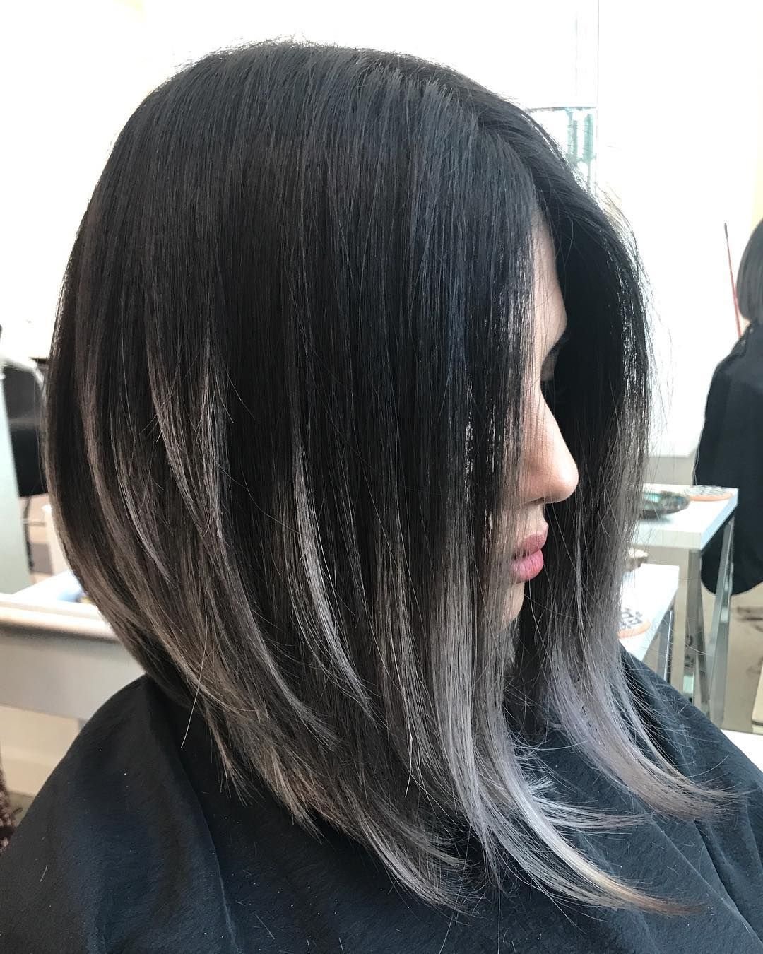 Каре удлиненное омбре балаяж на черные