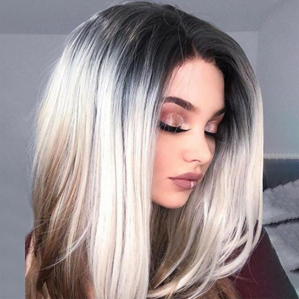 Пепельные волосы с черными корнями