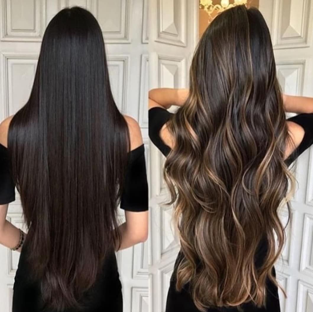 Темно каштановые волосы сзади