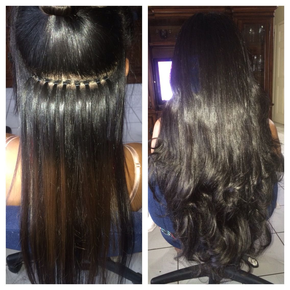 Наращивание волос до и после