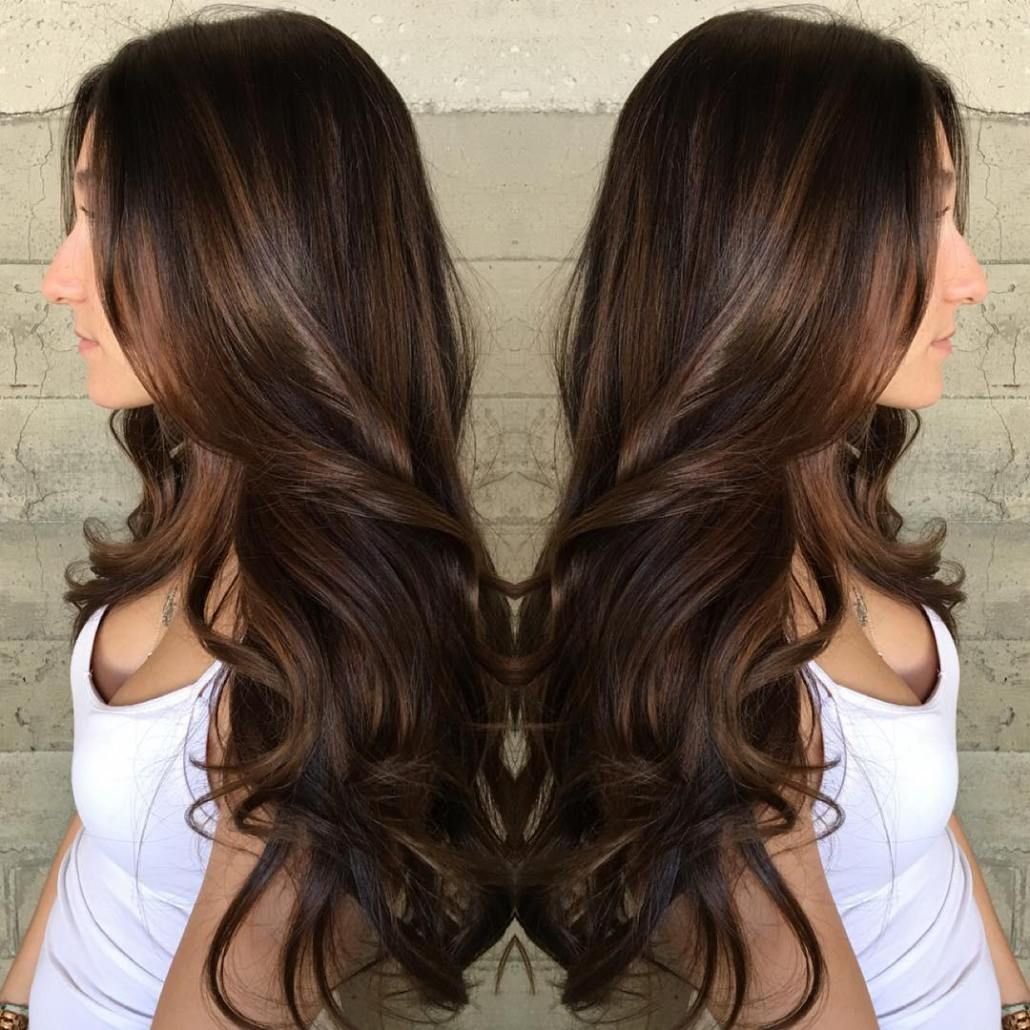 Шоколадный цвет волос балаяж