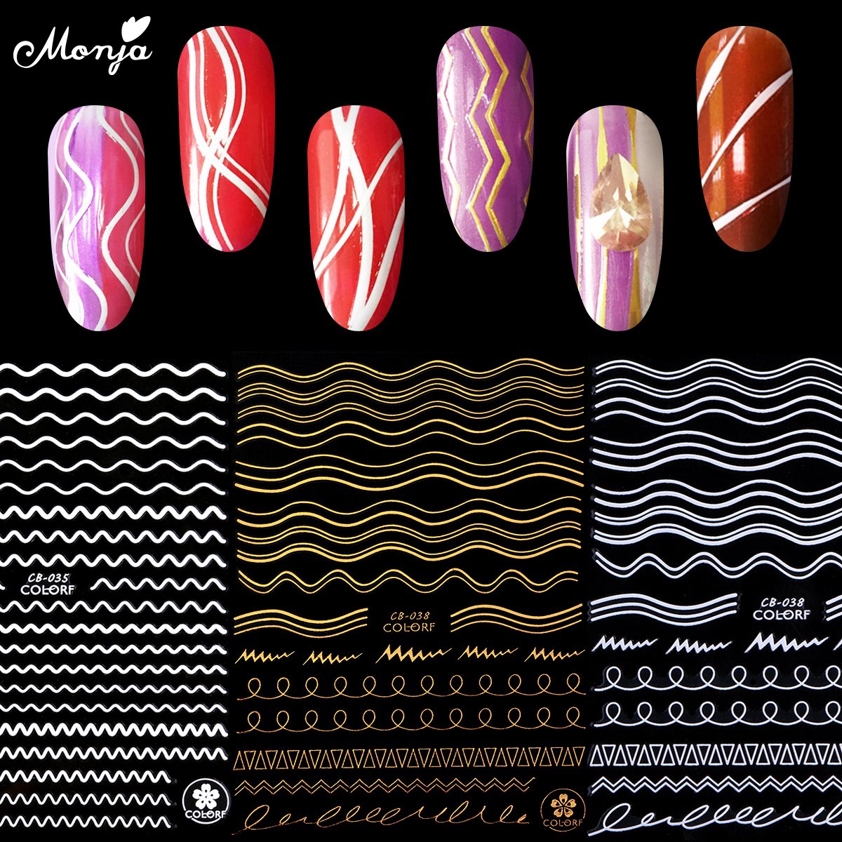 Маникюр с волнистыми линиями