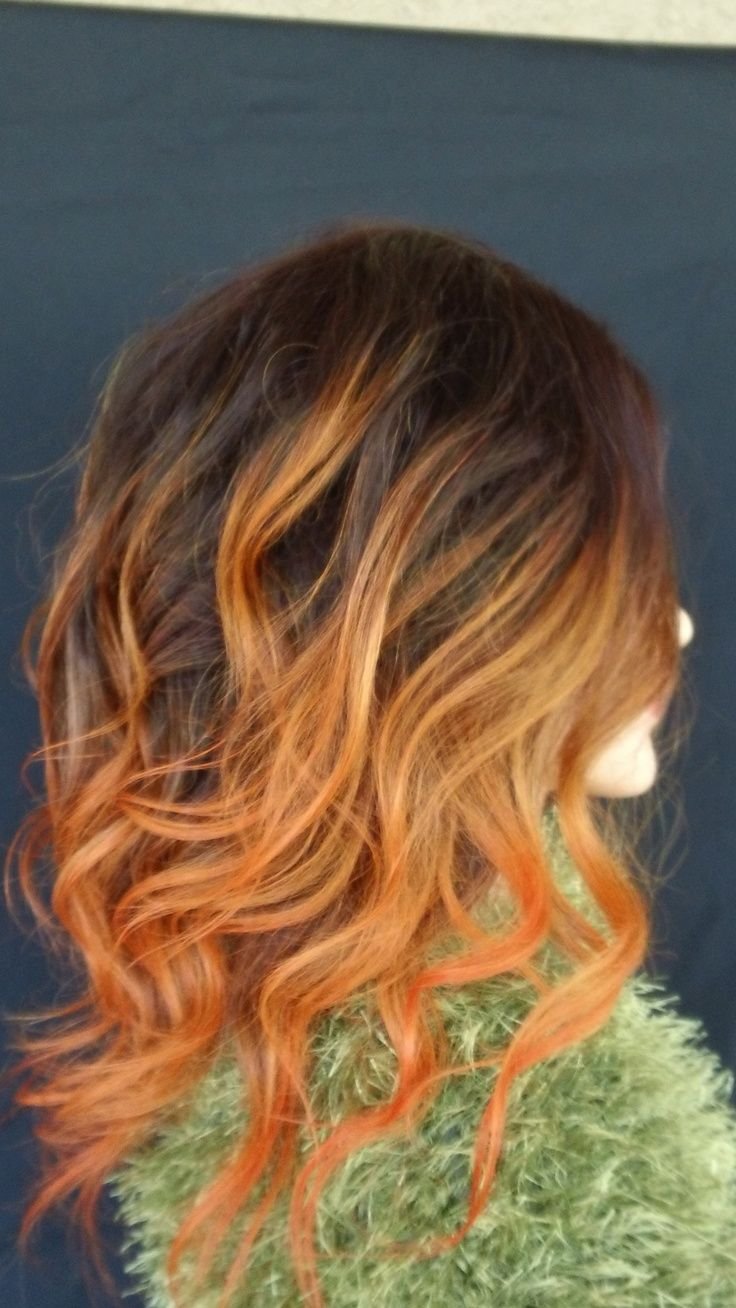 Омбре рыжий на русые волосы