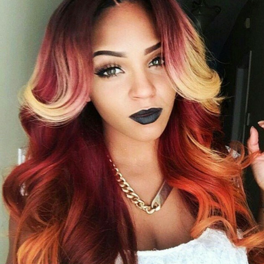 Окрашивание волос корни темные концы рыжие