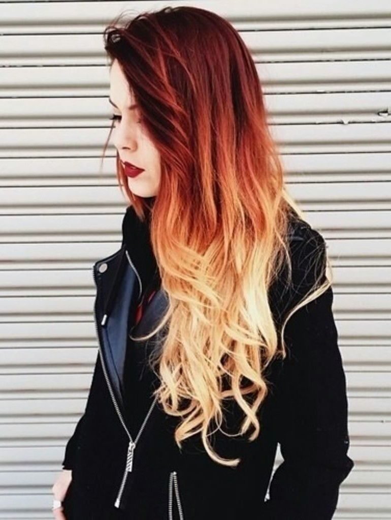 Черное омбре на рыжие волосы