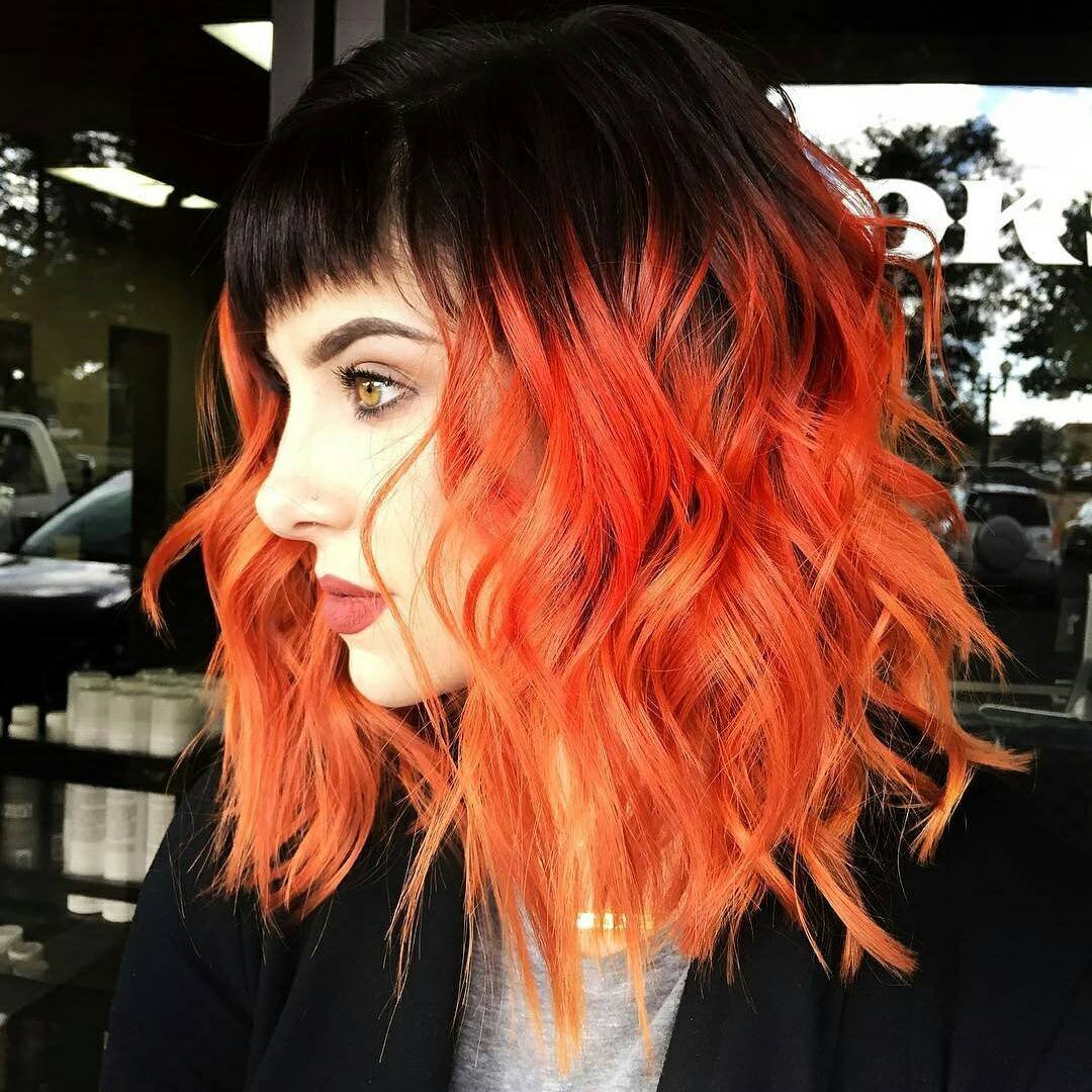 Каре стрижка и рыжее омбре