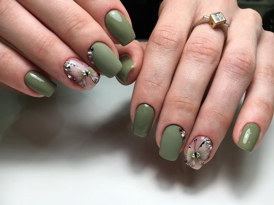 Оливковый маникюр