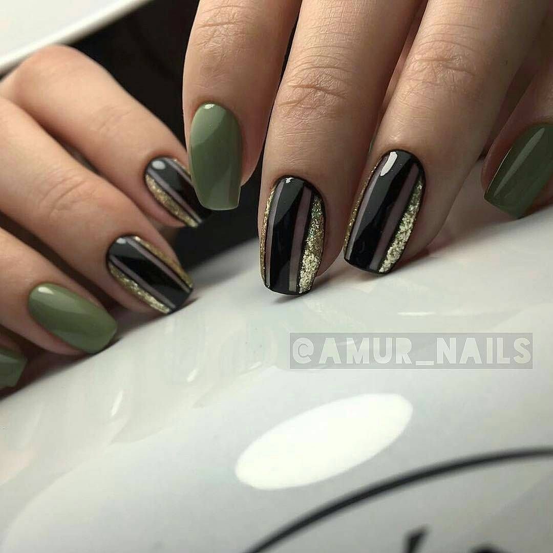 Маникюр хаки осень 2021г