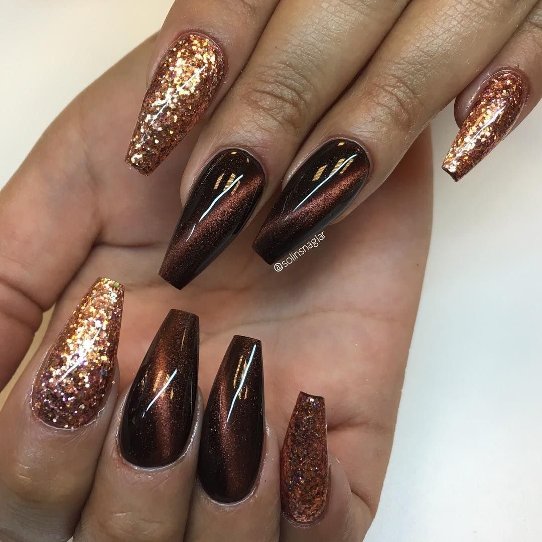 Янтарный маникюр кошачий глаз