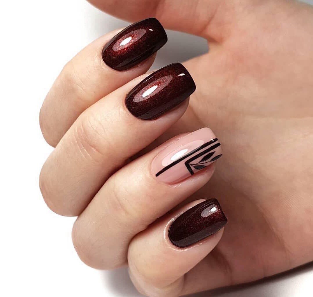 Маникюр кошачий глаз коричневый