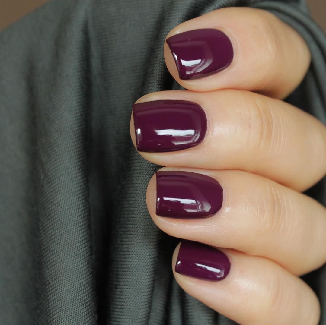 Бордовые ногти квадрат короткие