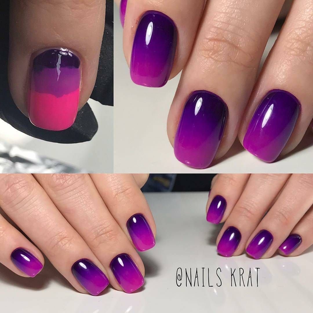 Маникюр градиент черный с синим