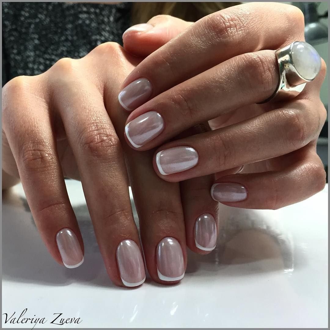 Маникюр втирка Жемчужная френч