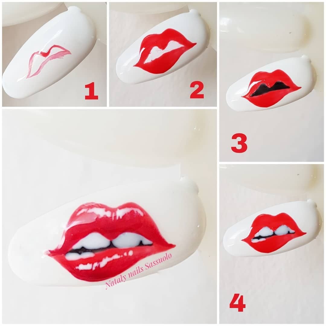 Маникюр с рисунком губ