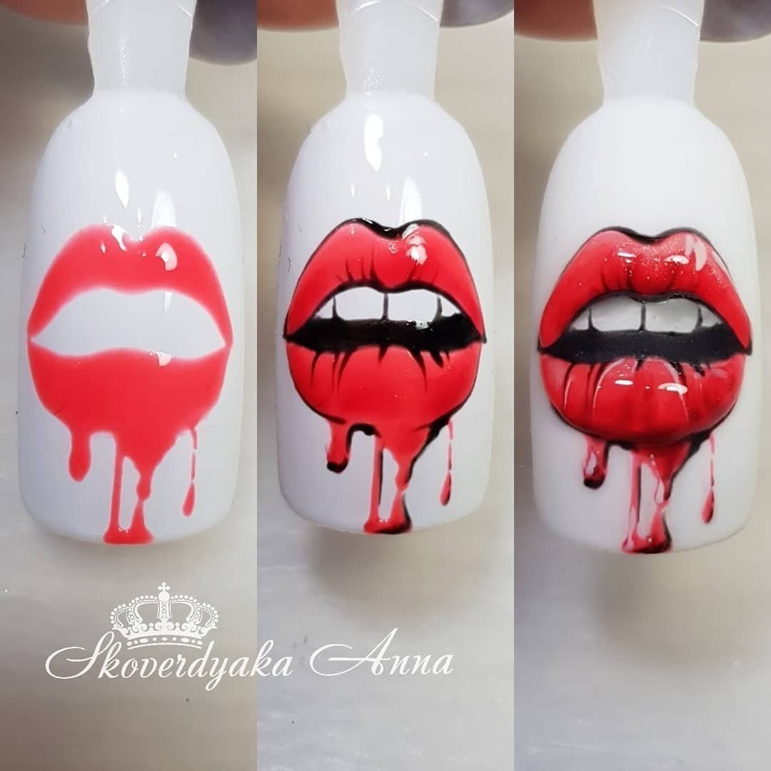 Дизайн ногтей губы