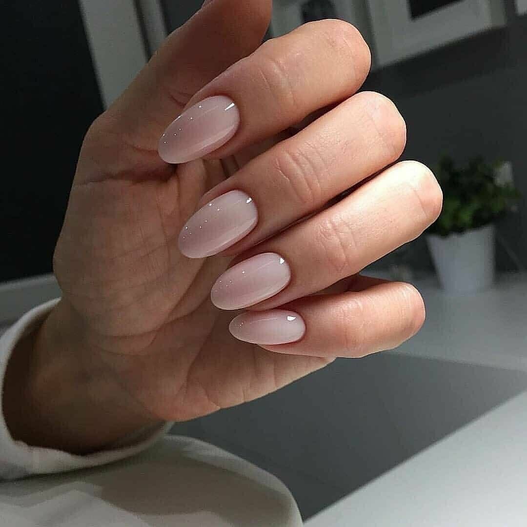 Нюдовый маникюр френч миндаль