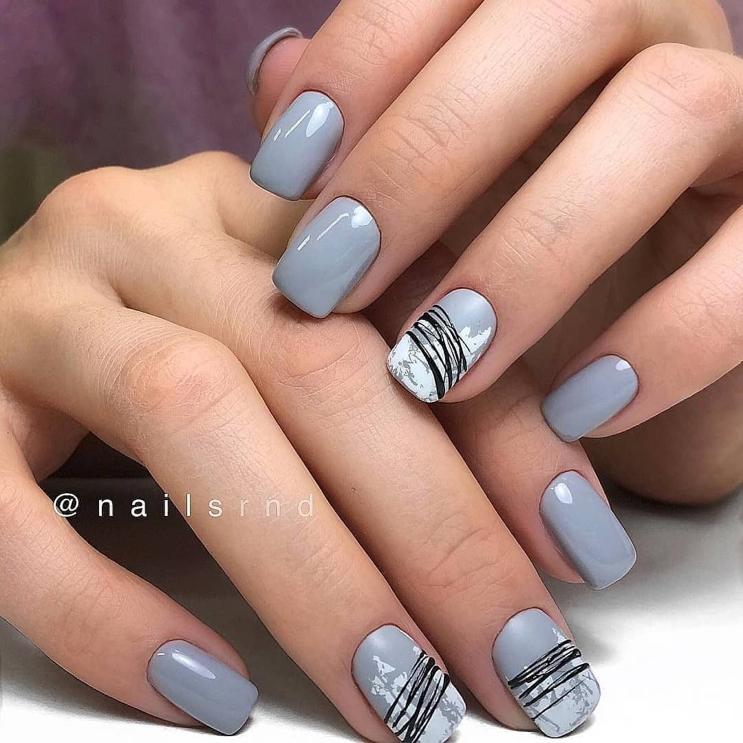 Голубобежевыц маникюр