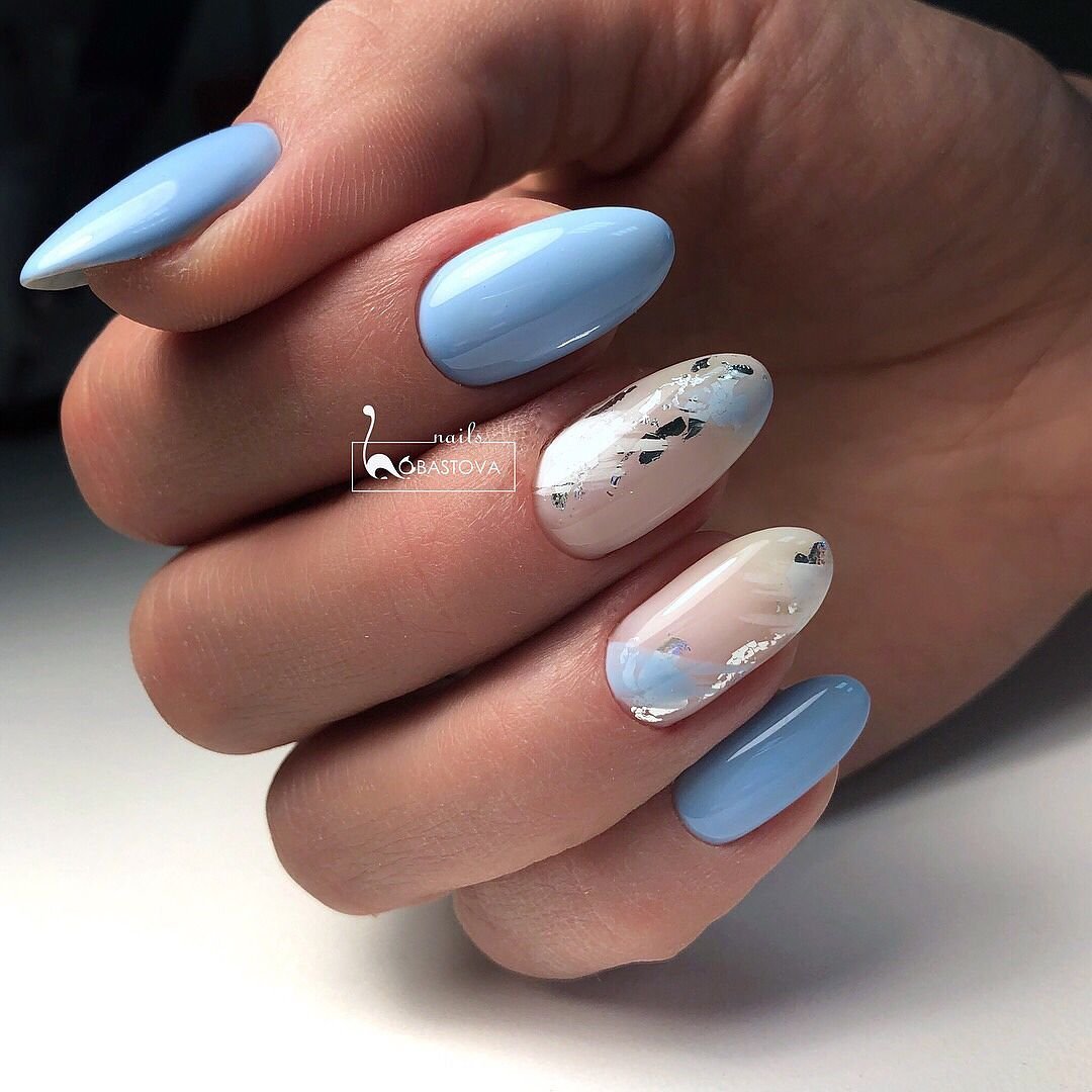 Гель лак серо голубой